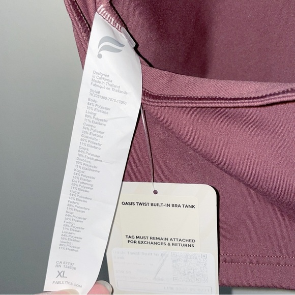 NWT Fabletics Oasis Twist Built-In Bra Tank moonlit mauve size women’s XL - Picture 7 of 7